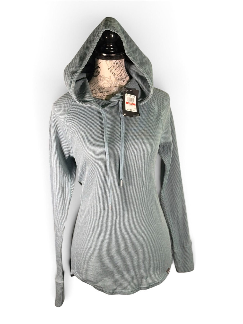 Under Armour Light Blue Waffle-Knit Hooded Long Sleeve Top